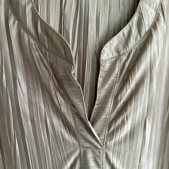 Vintage 80s Gold Crinkle Blouse Tunic Top Pleated Satin Minimalist L/XL No Tags - Picture 5 of 9
